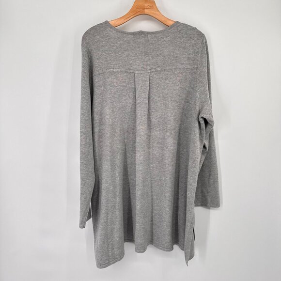Tahari Women’s Long Sleeve sweater tunic Size 2X  Gray Cotton plus new $68 - Picture 12 of 15